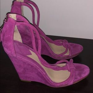 Brian Atwood Wedge Sandals 9 1/2 Fuschia